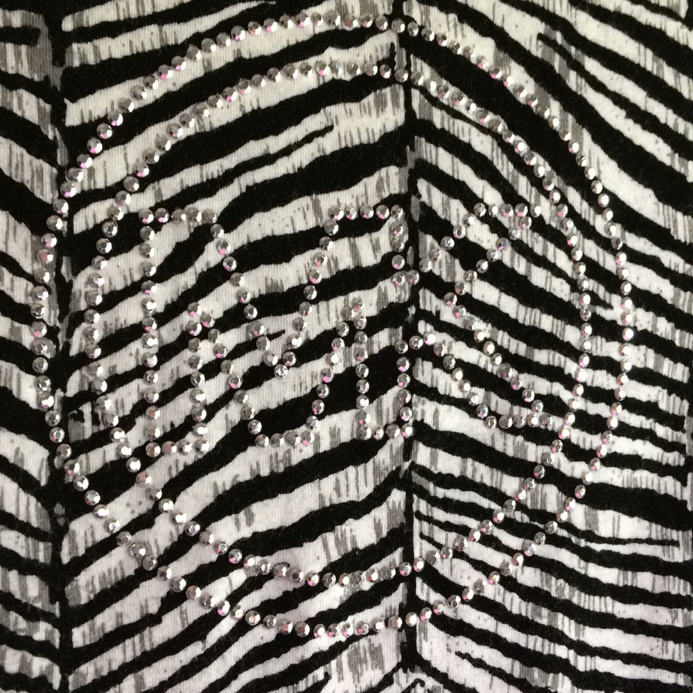 Michael Kors Top Medium Animal LS Silvertone Logo